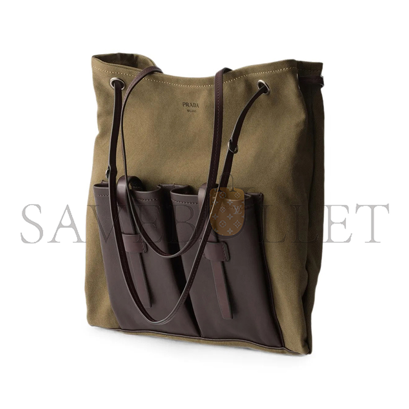 Pra*a ROUTE CANVAS AND LEATHER SHOULDER BAG 1BC293 (39*34cm)
